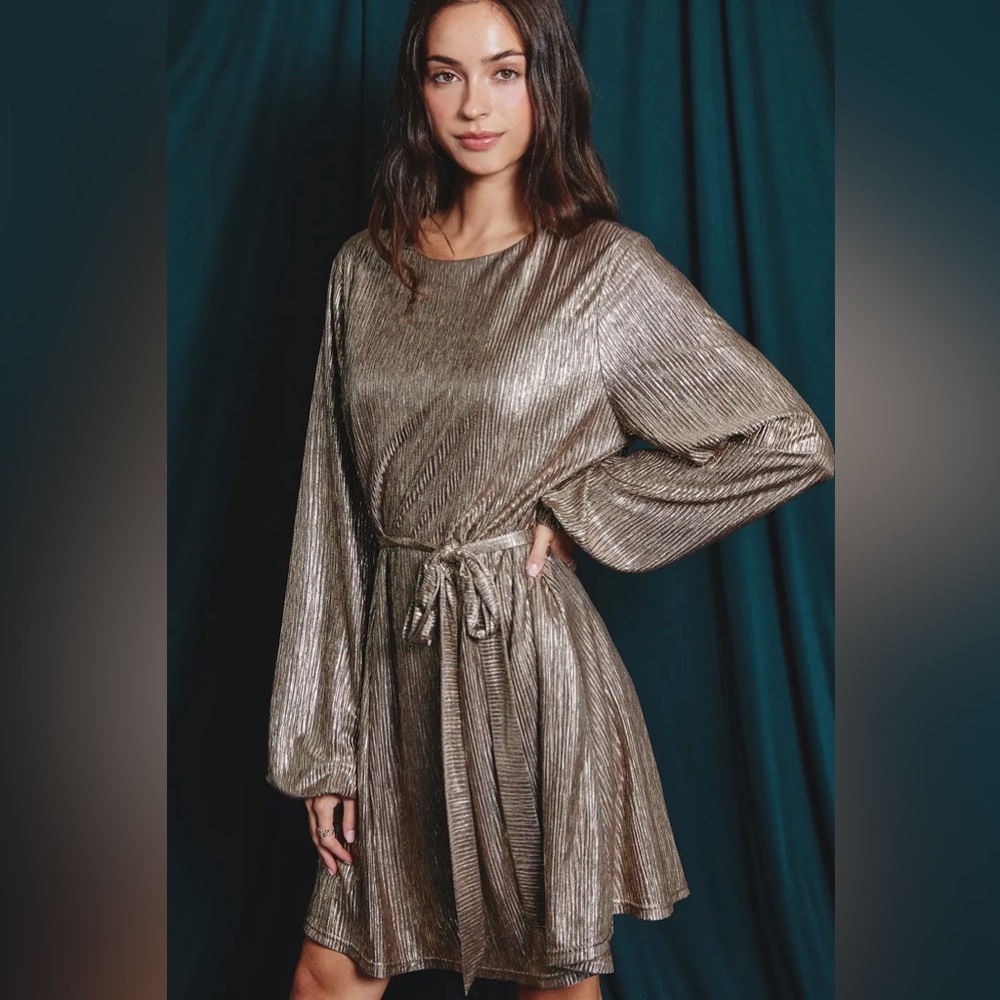 Gold Foil Holiday Dress